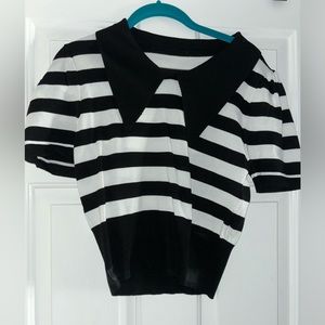 Black and white striped crop sweater